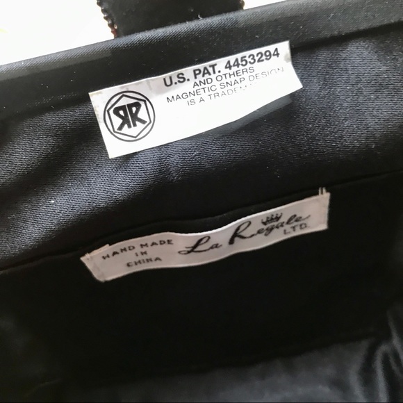 La Regale Black Satin Beaded Mini Evening Bag - Picture 12 of 13